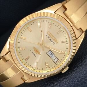 Vintage 1979 Citizen Automatic Mens Gold Watch W/daydate & Gold accents